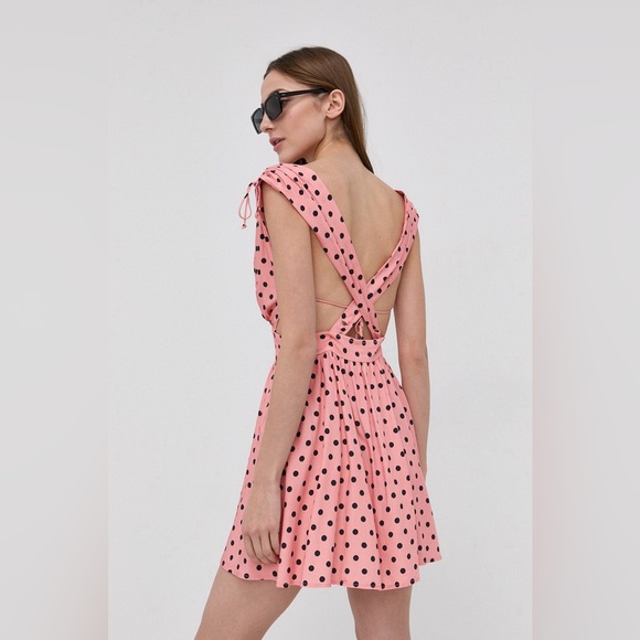 For Love & Lemons Keeley Mini Dress in Pink Polka Dot Size S - Picture 3 of 16